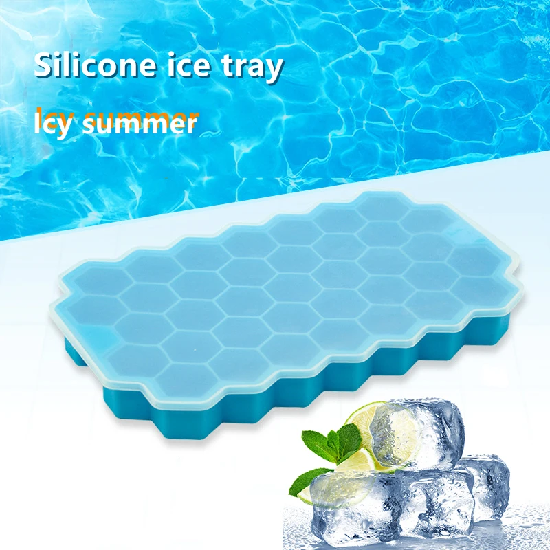 

37 Cells Silicone Ice Mold Honeycomb Type With Lid DIY Creative Stackable Easy Demoulding Ice Cube Tray Kitchen Accessories