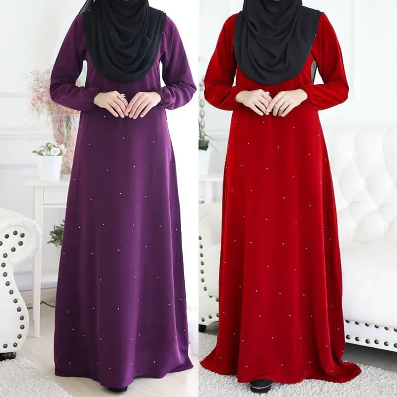 Мусульманское платье-абайя Wepbel, женское однотонное платье с длинным рукавом, индейка, кафтан, искусственная одежда, платье, абайя, Дубай, жем...
