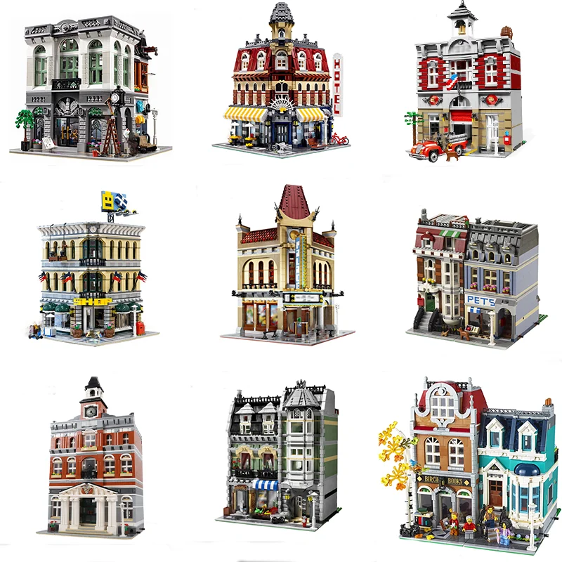 

Stock MOC Creative City Street View 15001 15002 15003 15004 15005 15006 15007 15008 15009 15010 Building Block Model Bricks Toys