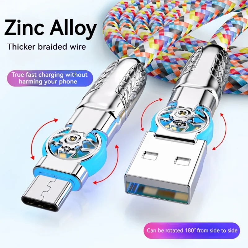 Кабель-удлинитель Usb Type-C с двойным углом 6 А нейлоновой оплеткой