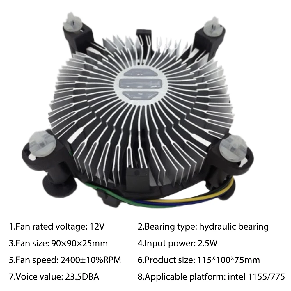 Вентилятор охлаждения ЦП 3pin радиатор кулер гидравлический подшипник 2400 об/мин