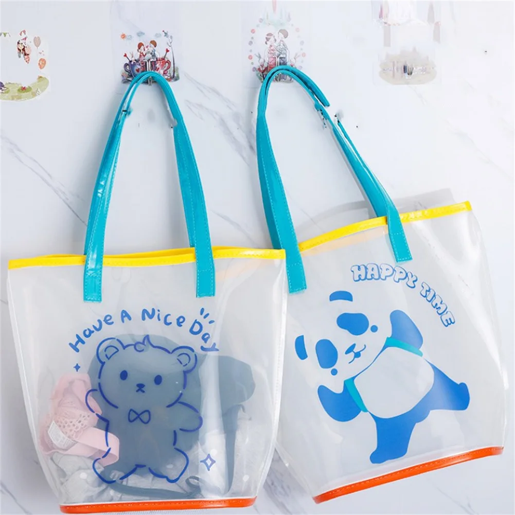 

Милая пляжная сумка-желе для женщин, прозрачная Водонепроницаемая Экологически чистая сумочка из ПВХ с медведем и кроликом, вместительные женские сумки для пикника