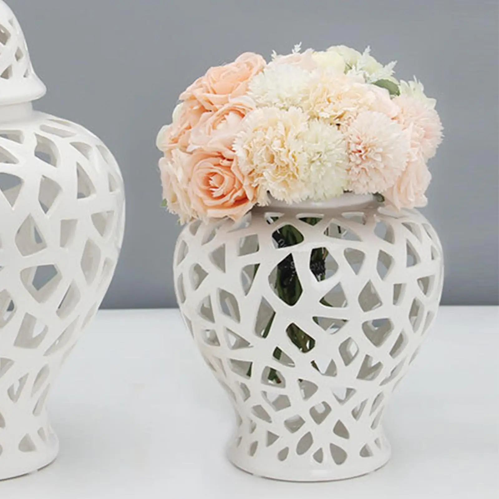 

Ceramic Pierced Ginger Jar with Lid Home Decor for Party Favors Home Office