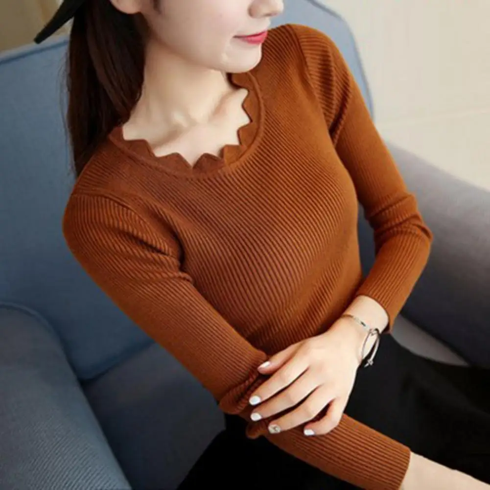 

Women's O-neck Stretch Sexy Pullover Lady 2023 Autumn Winter Solid Color Sweater Slim Bottoming Shirt Jumper Sueter