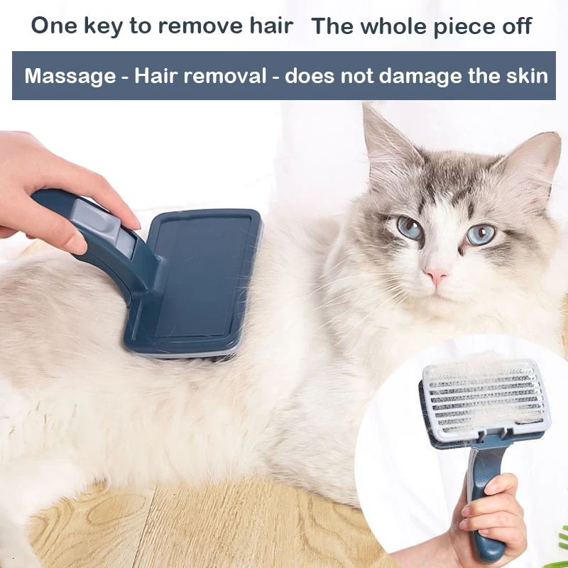

Pet Dog Hair Brush Cat Comb Grooming Brush Stainless Steel Combs Automatic Brushs For Long Hair Dogs Cats Cleaning Supplies Gift