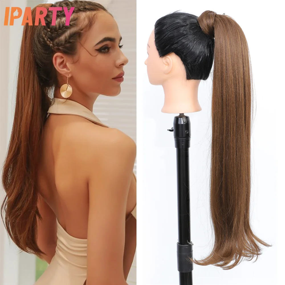 

Iparty 26 Inches Synthetic Ponytail Heat Resistant Brown Color Long Curly Hair Extension Multi Color Optional Daily Cosplay