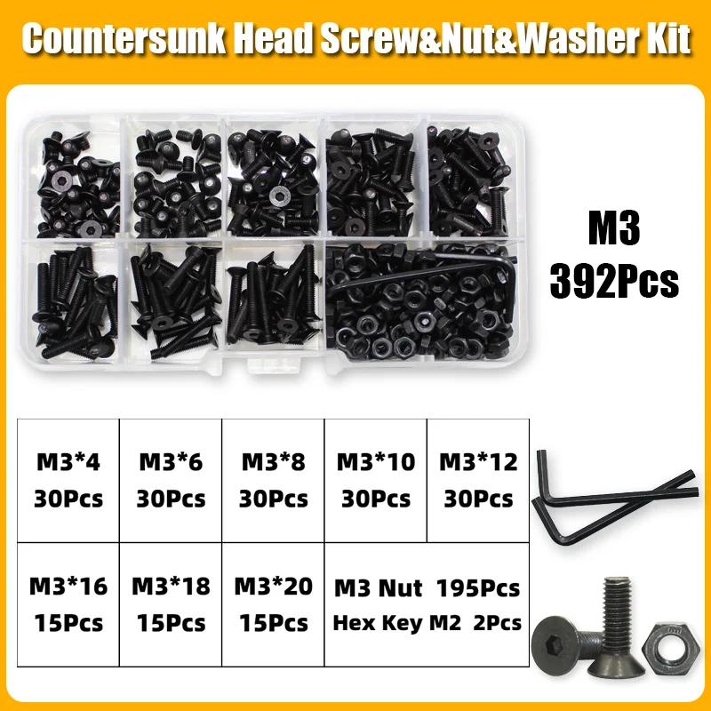 

Комплект винтов YMAX с потайной головкой M2-M8 из углеродистой стали