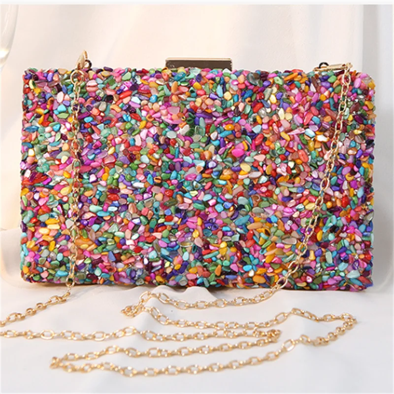 2023 New Women Diamond Clutch Bags Luxury Colorful Wedding Shoulder Bags Mini Wallets With Chain Drop Shipping