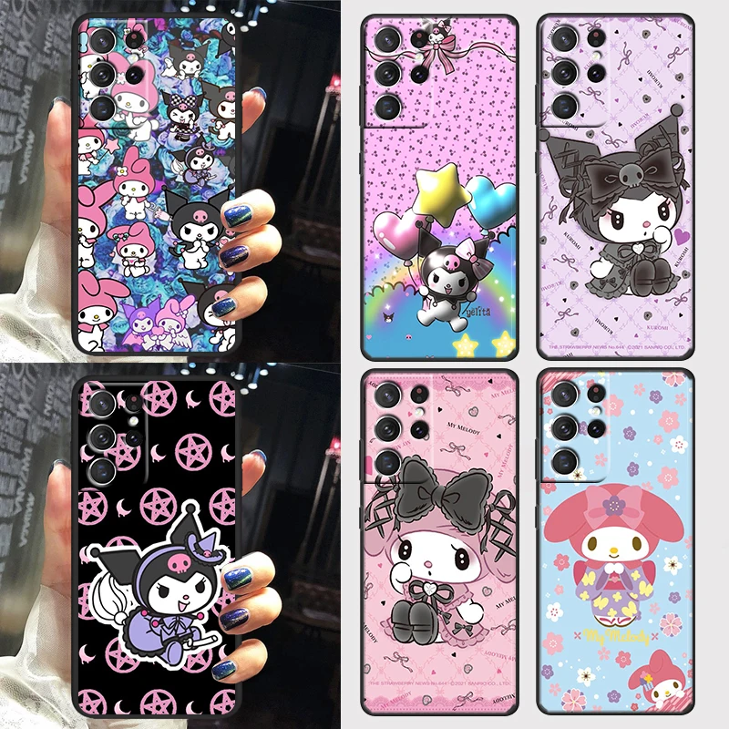 

Girl Melody Sanrio Case For Samsung Galaxy S22 S21 S20 FE Ultra Plus S10 S9 S8 5G Black Soft Phone Cover Capa Shell Core Coque
