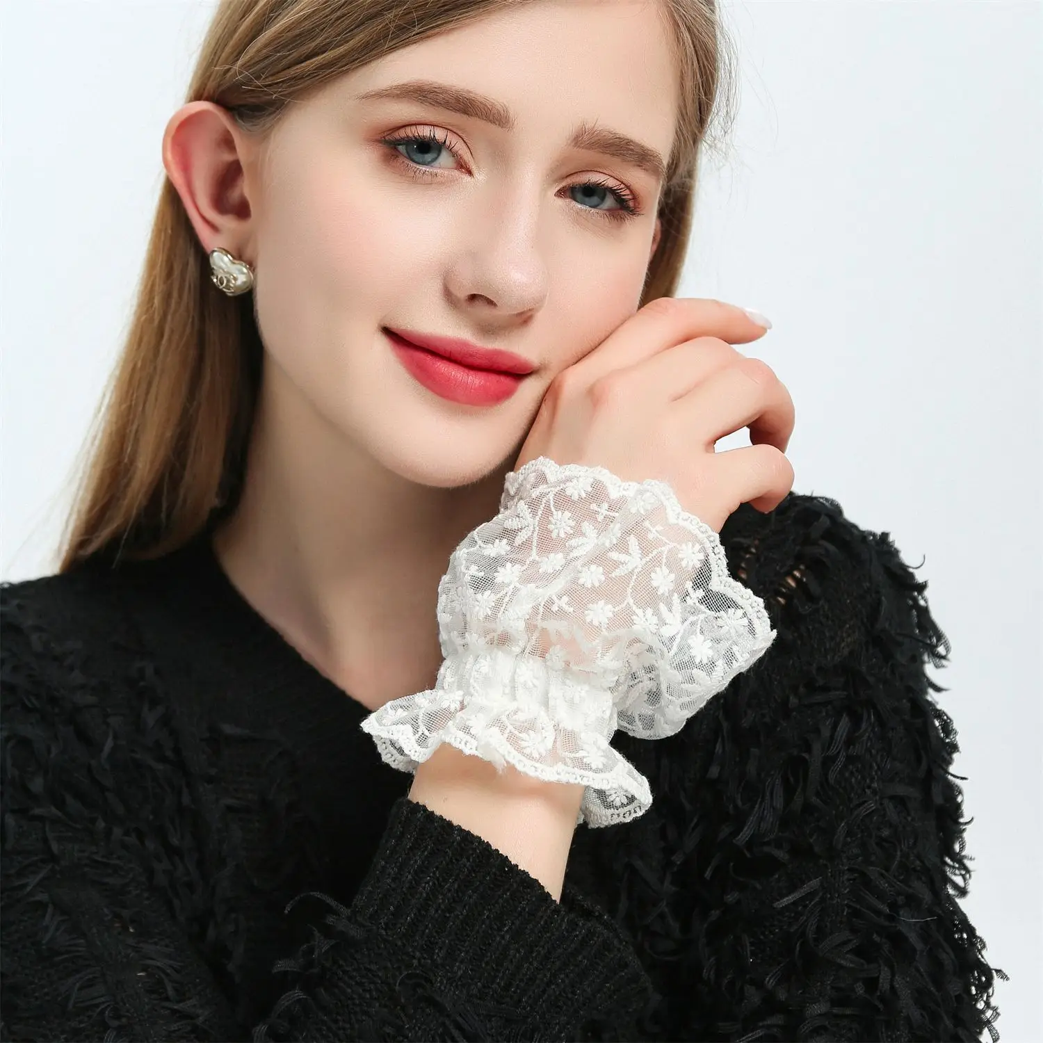 

Летняя Классическая рубашка, съемные манжеты для женщин, искусственный рукав, расклешенные рукава, накладные манжеты, свадебные манжеты