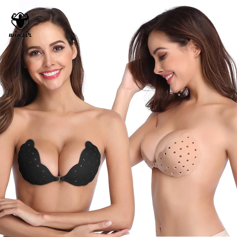 Breathable Sticky Super Push Up Bra For Women Pushup Adhesive Strapless Frontless Backless Bras Free Shipping