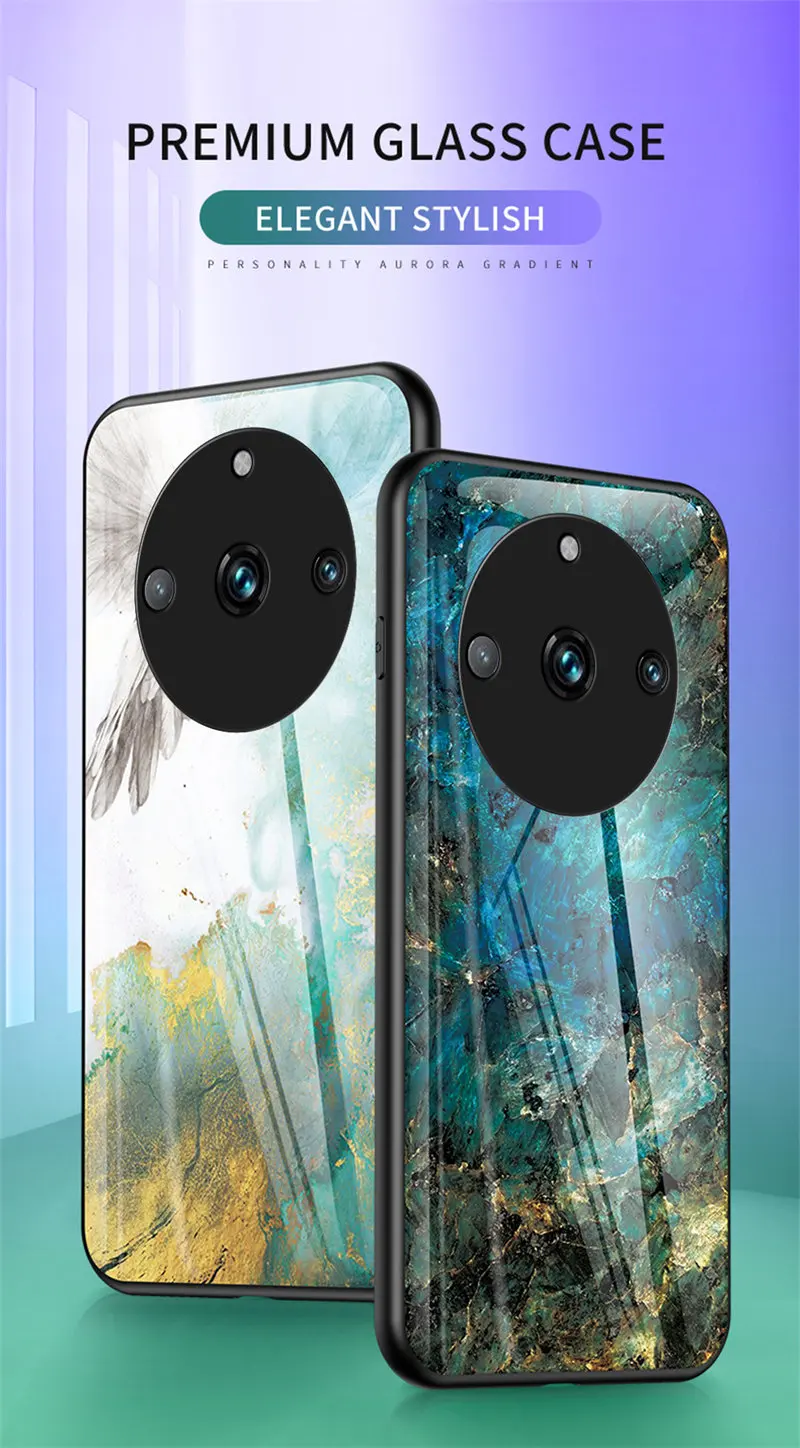 Мраморный чехол из закаленного стекла для Realme 11 Pro 5G RMX3771 противоударный