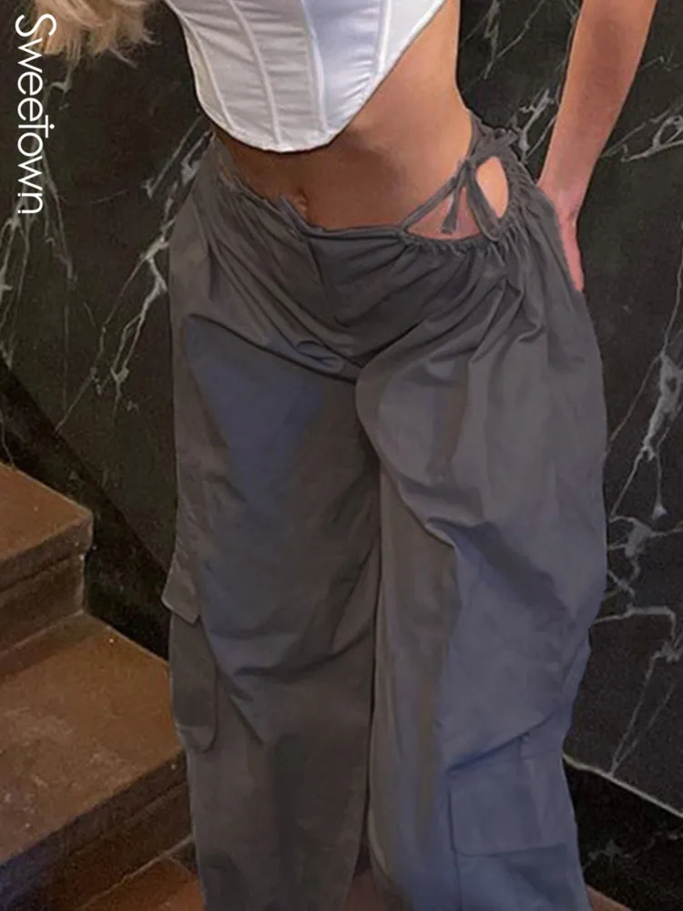 

Джоггеры женские с вырезами и заниженной талией, уличная одежда в стиле хиппи, мешковатые брюки-карго, корейская мода, Techwear, Y2K