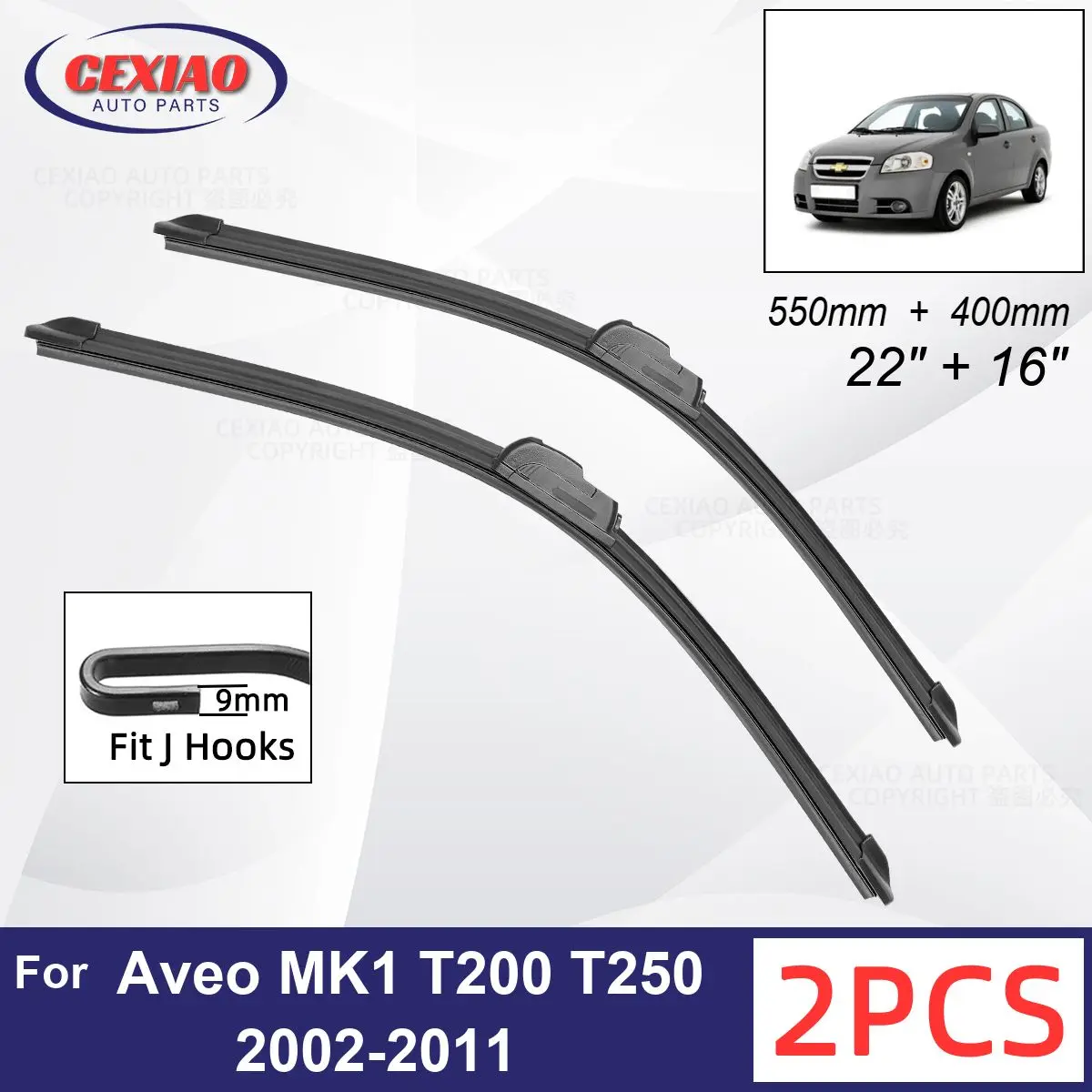 

Car Wiper For Chevrolet Aveo MK1 T200 T250 2002-2011 Front Wiper Blades Soft Rubber Windscreen Wipers Auto Windshield 22" 16"