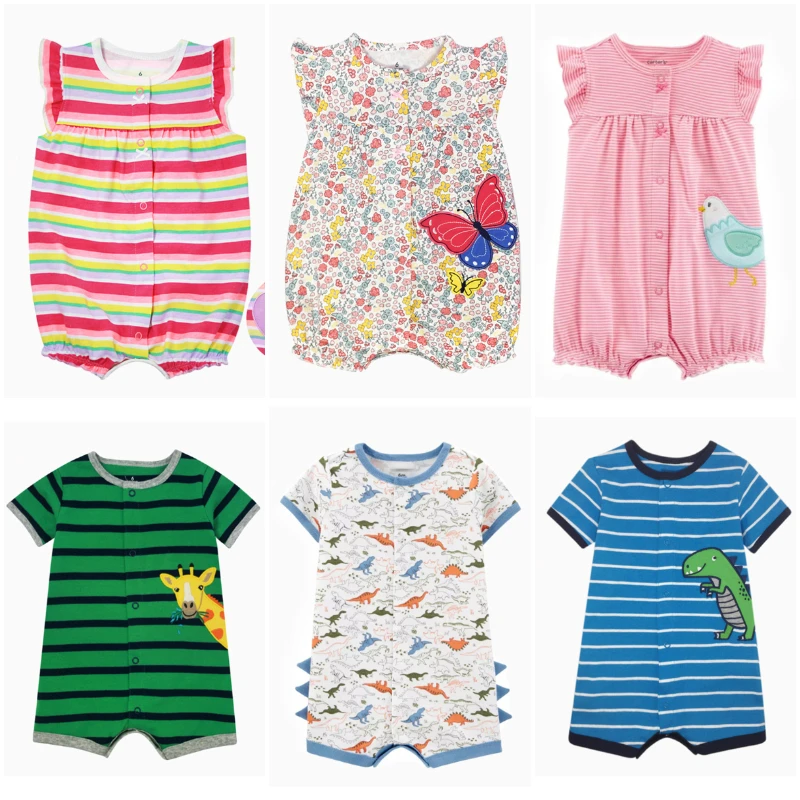 

2022 New Summer Baby Romper Cotton Toddler Girl Jumpsuits Infant Short Sleeve Solid Newborn Clothes Stripe Baby Boy Bodysuits