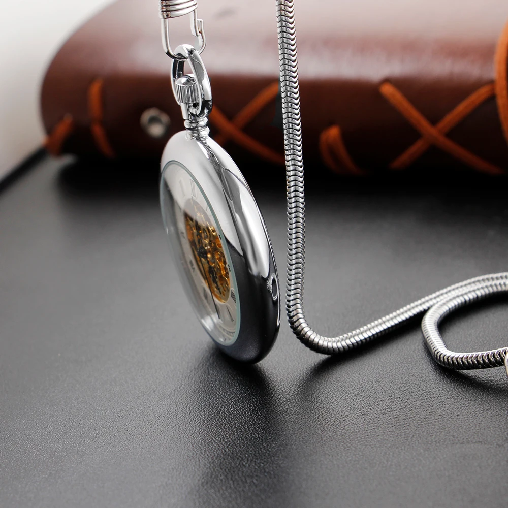 Featured Hollow Silver Gold Mechanical Pocket Watch High Quality Unisex Necklace Pendant Jewelry Gift for Men and Women Religio