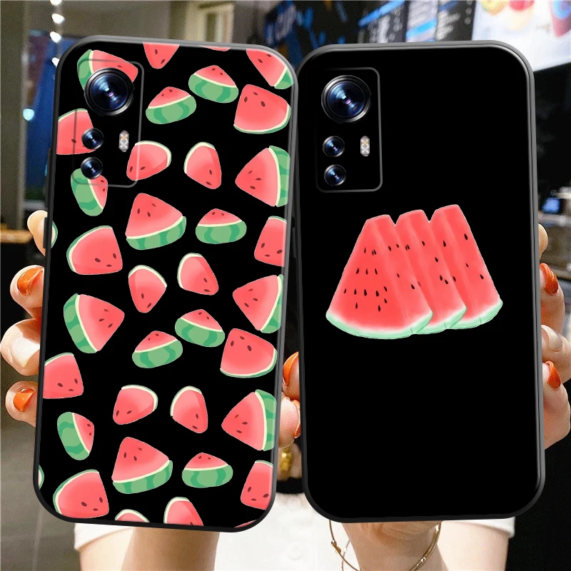 

Summer Cool Watermelon Phone Case For Xiaomi Mi 11 Lite 11 Shell For Redmi Note 11 Pro 10 5G 11T 4G Liquid Silicone Cover Funda