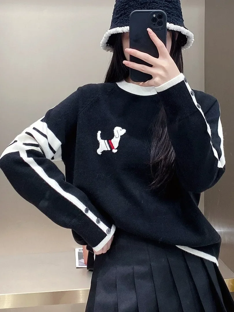 Корейские милые женские осенние Топы с длинными рукавами милый жаккардовый