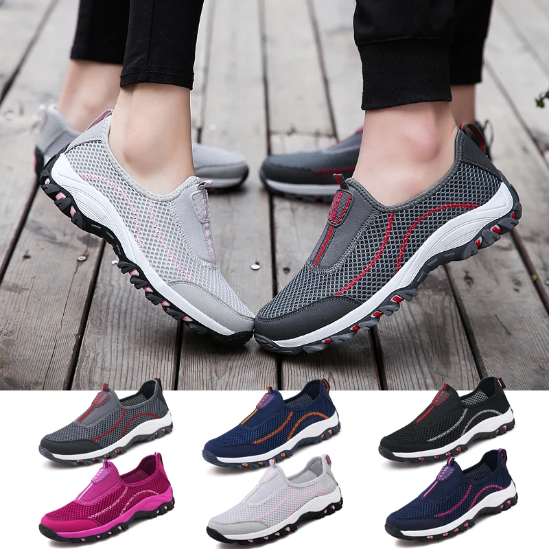 

Mens Summer Breathable Mesh Shoes Women Temperament Walking Super Light Shoes For Lovers Outdoor Slip-on Sneakers