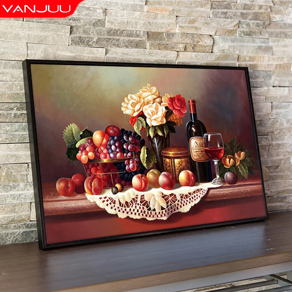 

5D Diamond Painting Red Wine Fruit Diamond Embroidery Diy Mosaic Art Rhinestones Painting