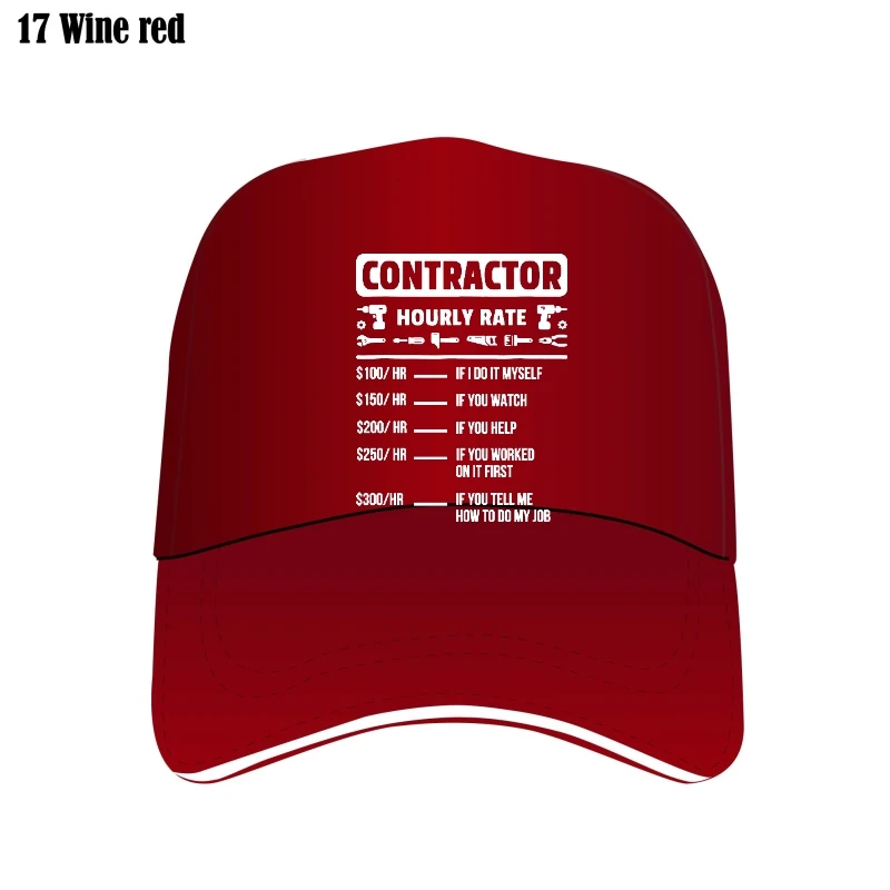 

Contractor Hourly Rate Price Chart Labor Funny Gift Handyman Bill Hats Camisas Men Mesh Flat Brim Hat Cotton Bill Hat