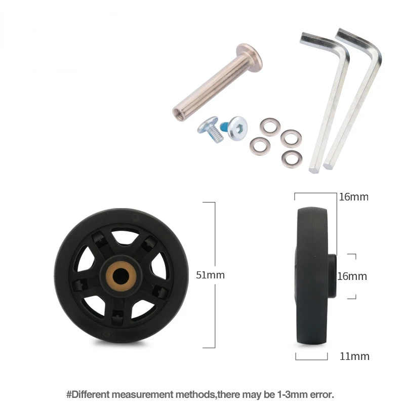 

Luggage Wheel Repair Parts Makeup Trolley Parts Universal Roller 51mm * 11mm High Quality Single Side Black Caster Accessories