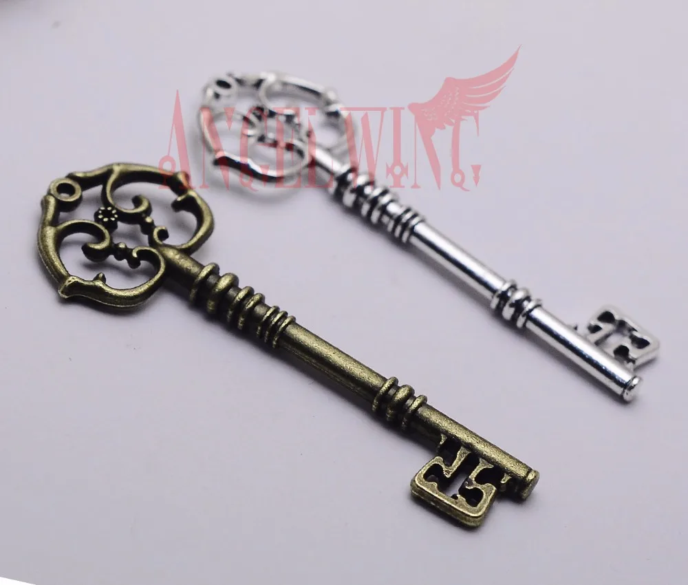 

3pcs/lot--82x31mm Antique Bronze/Silver Plated Big Key Charms Pendants DIY Necklace Supplies Jewelry Making Findings Accessories