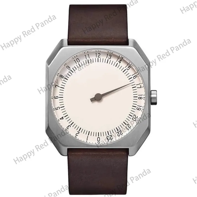 Медленная серия часов из натуральной кожи с одной стрелкой персонализированные