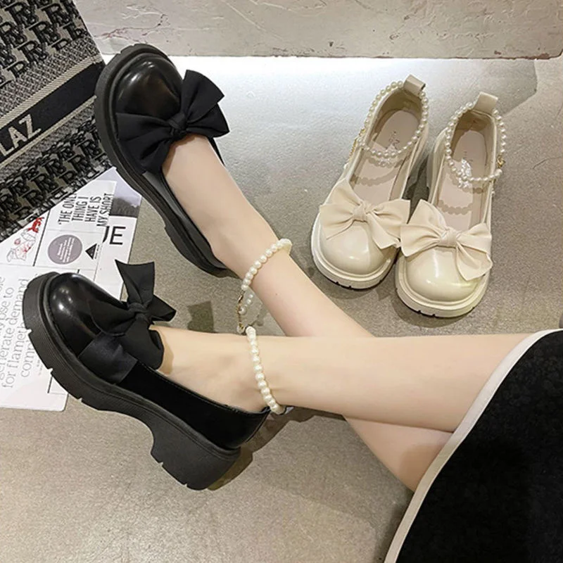 

Новинка весна-лето 2023, маленькие кожаные туфли на толстой подошве, женская обувь