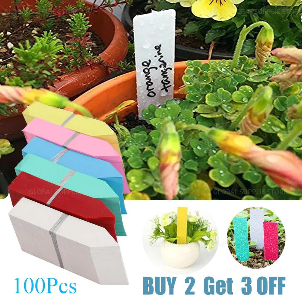 50/100Pcs Garden Plant Labels Plant Accessories Flower Pots Plastic Plant Tags Nursery Markers Seedling Label Tray Mark Diy Tool