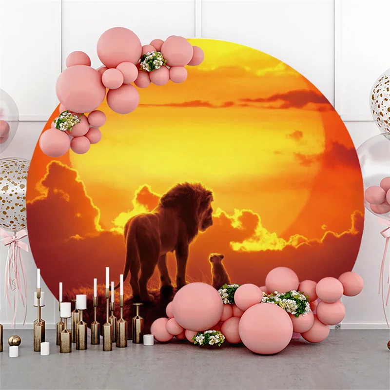 

Пользовательский фон Disney Симба Король Лев фон для дня рождения детское украшение фотозона круглая Обложка Babyshower стена