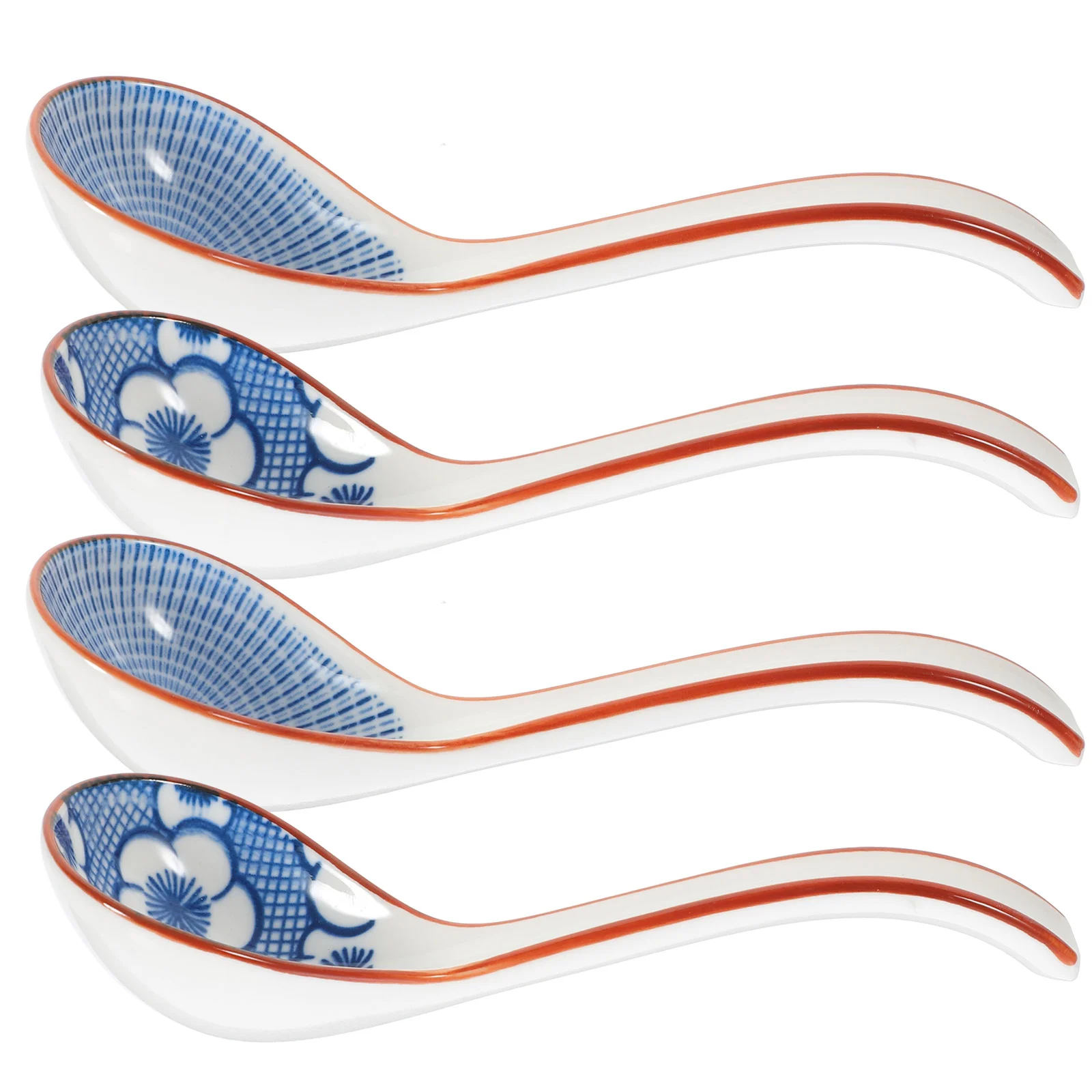 

4pcs Ceramic Spoons Long Handle Spoons Reusable Soup Spoons Food Spoons Ceramic Soup Spoons
