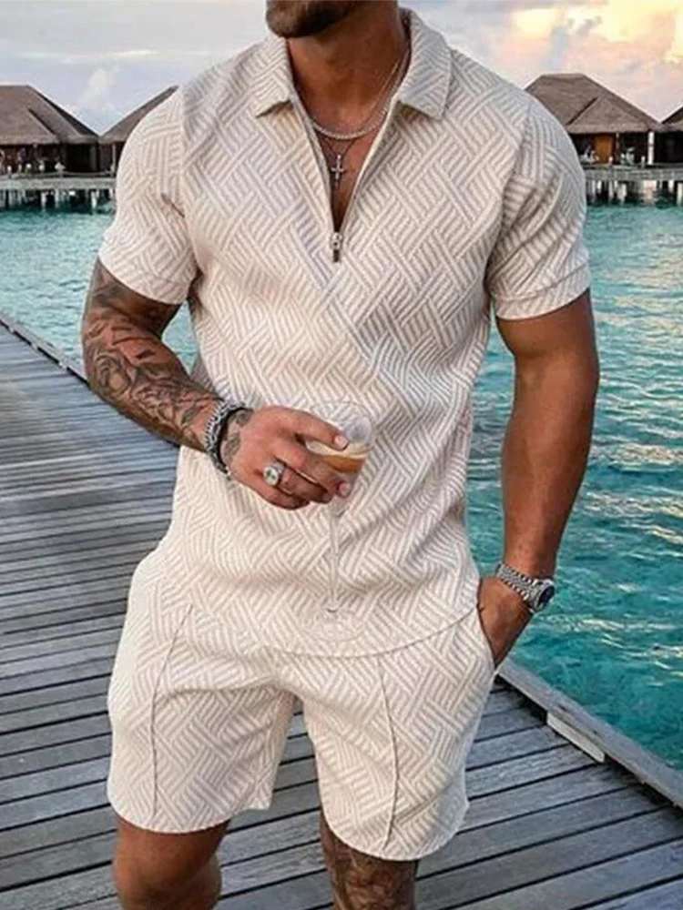 Рубашка-поло и шорты мужские с коротким рукавом составного кроя - купить по