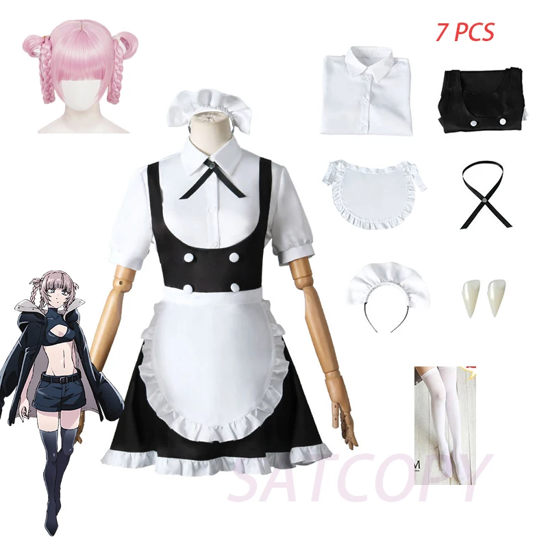 

Nanakusa Nazuna Cosplay CALL OF THE NIGHT Costume Maid Uniform Wig False Teeth Outfits Halloween Women Girls Carnival