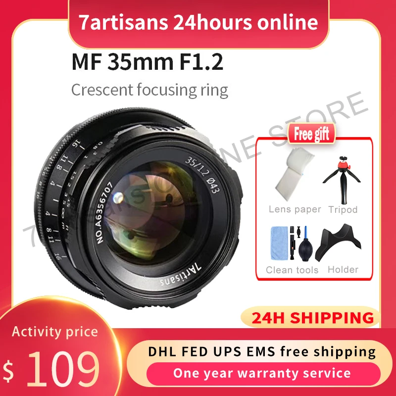 Объектив 7artisans с постоянным фокусным расстоянием 35 мм F1.2 для Sony E/Nikon Z/Fuji XF APS-C |