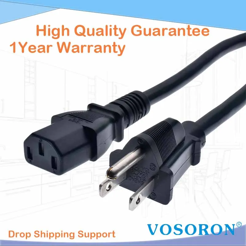 Американский 3-контактный 16AWG NEMA 5-15P к IEC 320 C13 шнур питания переменного тока