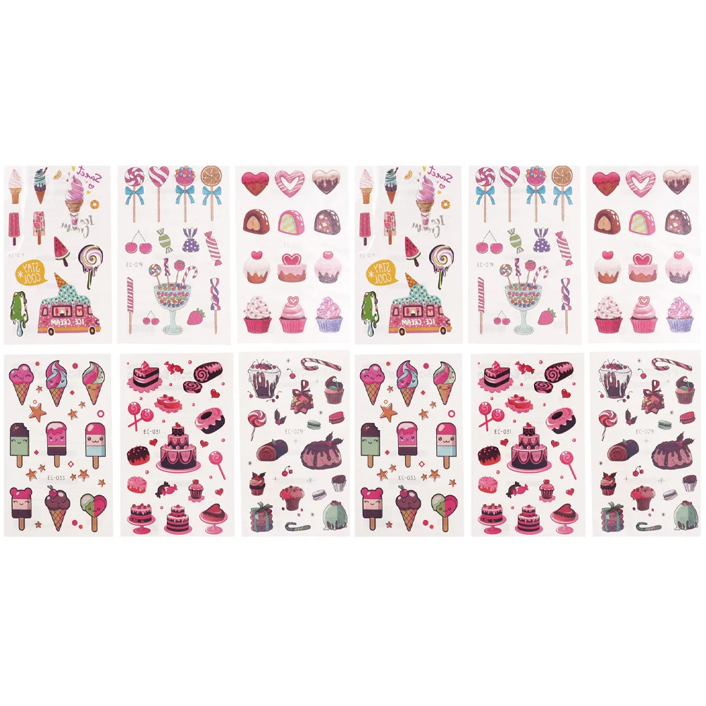 

Tattoos Stickers Body Temporary Kids Children Waterproof Decals Dessert Kid Tattoo Toys Cartoon Decal Sticker S Fake Hildren