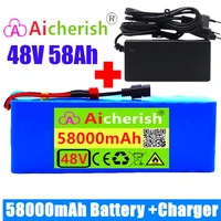 electric bicycle 48v 58ah li ion 18650 electric scooter battery pack 1000w 13s3p suitable bms 54 6v charger