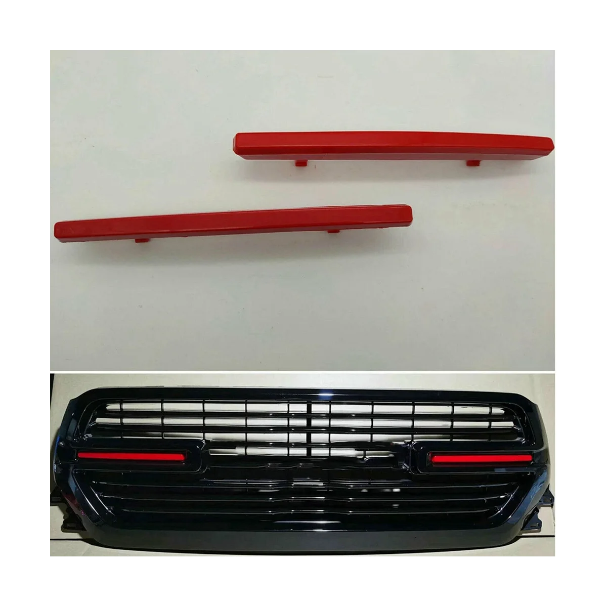 1 Pair Front Grille Insert Cover Trim Accessories for Dodge Ram 1500 2019-2022 Red images - 6