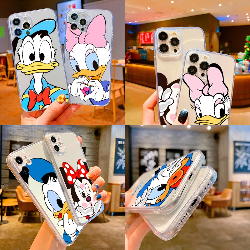 

Cartoon Donald Duck Mickey Minnie Phone Case For iPhone 13 12 11 6 6s 7 8 Plus X XR 11Pro XS Max Transparent Soft TPU Carcasa