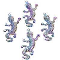 5pcs fashion gecko charms pendant accessories alloy rainbow color for gift jewelry making earring keychain necklace metal bulk