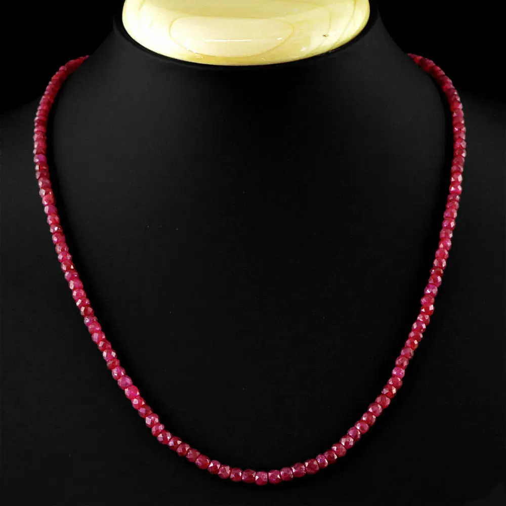 

Natural 2x4mm Faceted Brazil Red Ruby Gemstone Beads Necklace 18'' AAA