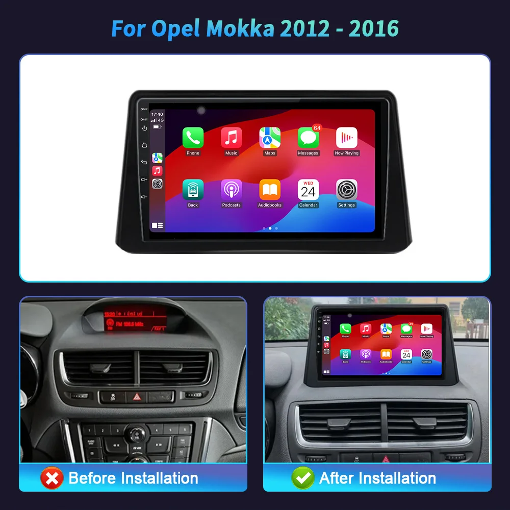 Для Opel Mokka 2012-2016 Android 14 автомобильный радиоприемник мультимедиа 4G GPS радио
