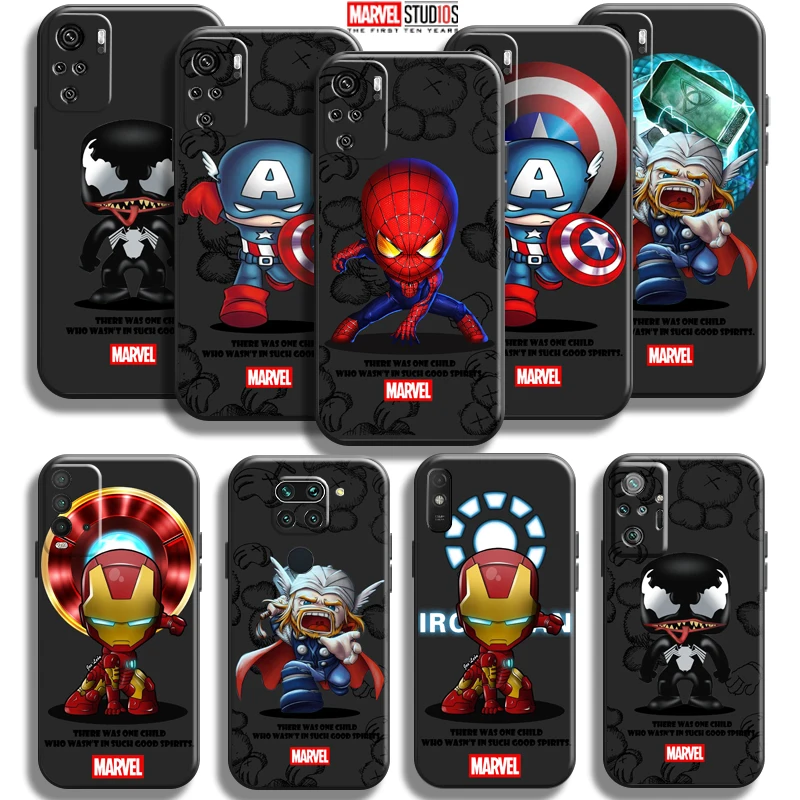 

Marvel Cartoon Iron Man Spiderman Phone Case For Xiaomi Redmi Note 10 10S 10T 10 9T 9S 9 Pro Max 5G Redmi 10 9 9T 9A 9C Funda