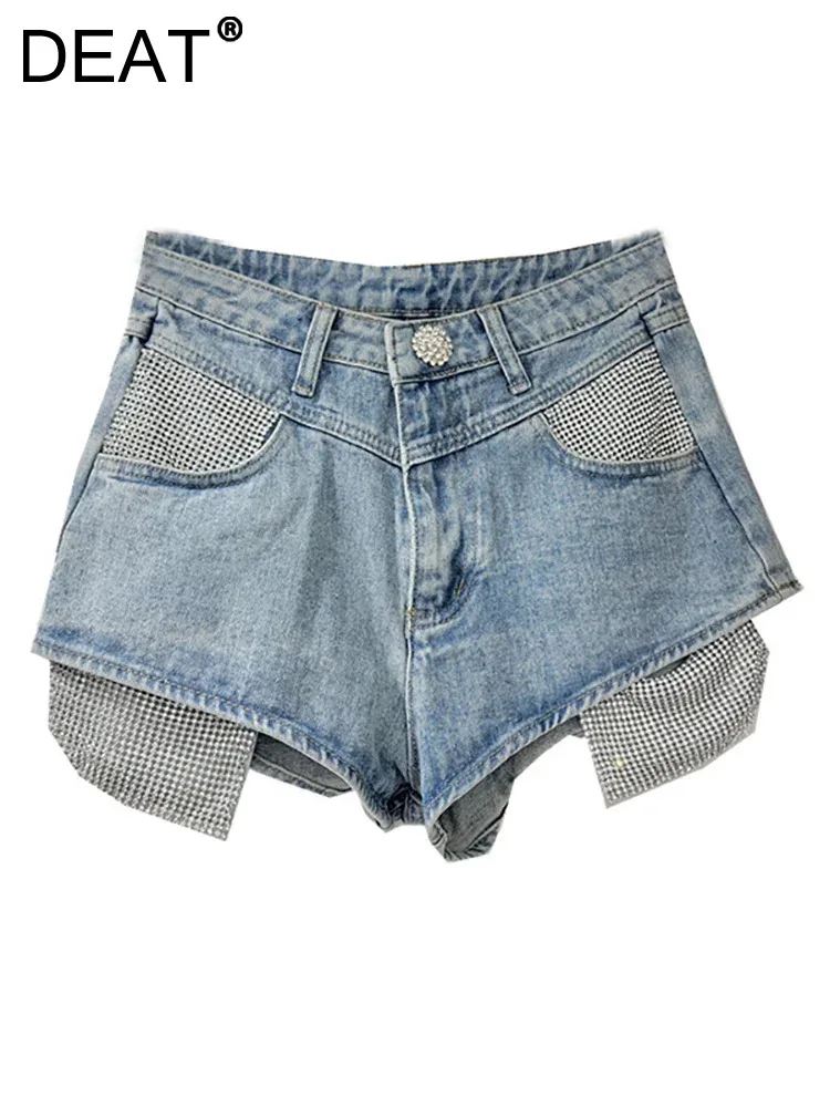Женские джинсы с завышенной талией DEAT короткие джинсовые брюки широкими