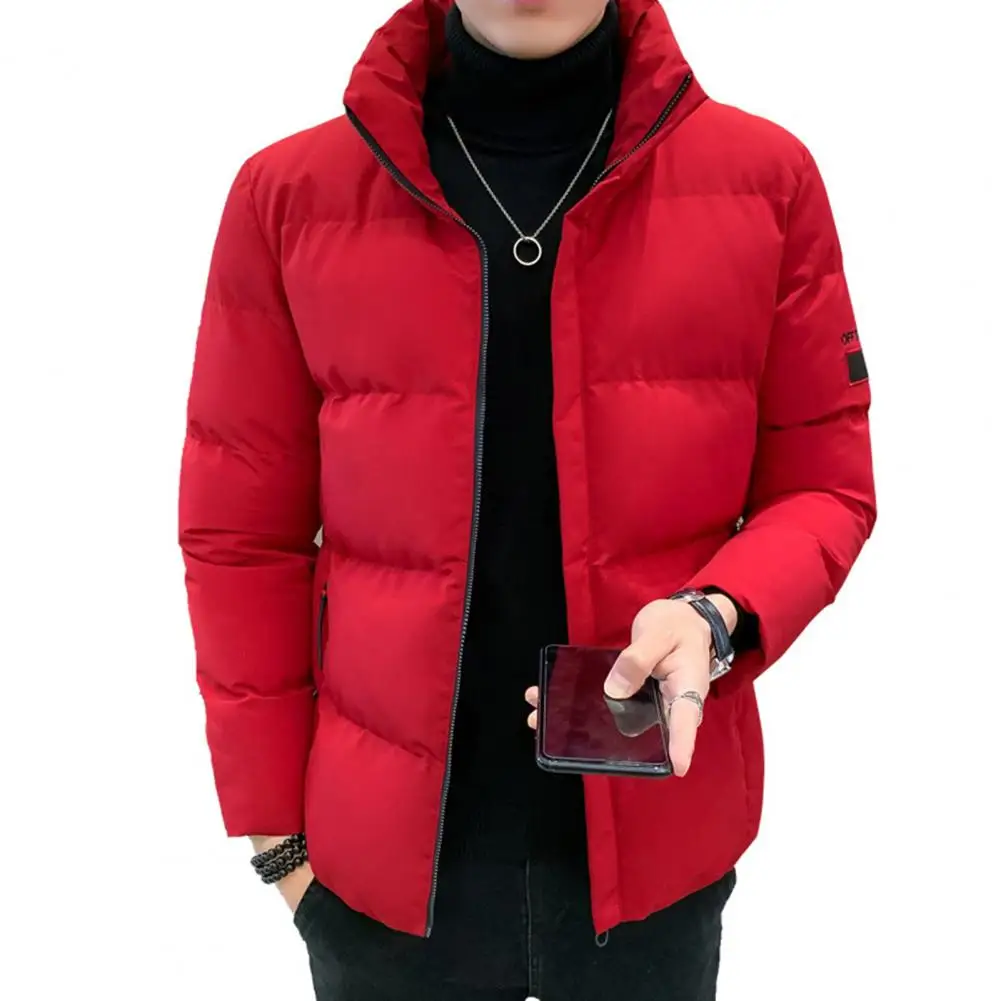

Plus Size Men Coat Thicken Cotton Padded Stand Collar Letter Embroidery Coldproof Fluffy Filling Jacket Korean