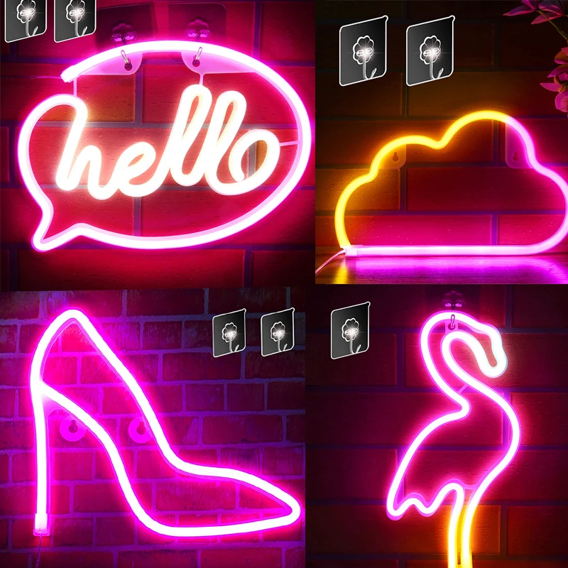

Neon Sign Hello Lights ,Wall Decor Neon, Battery & USB Powered Creative Lighting for Kids Room, Wedding Party Decor Night Lights