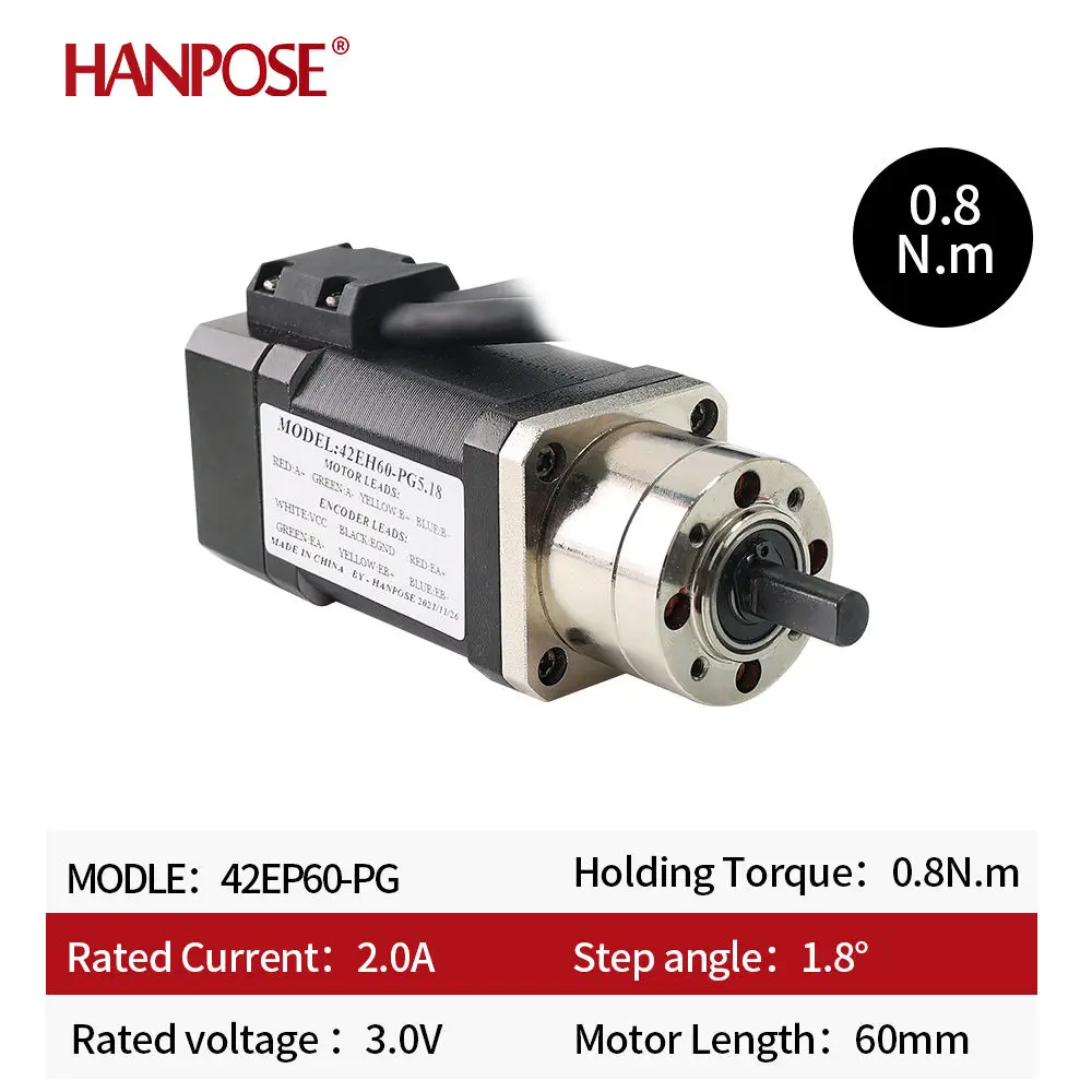 Фото Шаговый двигатель ZXY HANPOSE 2.0A 0.8N.M 42EP60-PG 5.18-1 Плата управления NEMA17 Шаговый двигатель с замкнутым контуром Gearbox CL42 Драйвер Mot №2