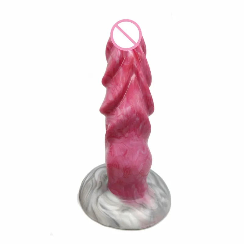 Силиконовый фаллоимитатор для собаки мясного цвета с присоской анальная пробка