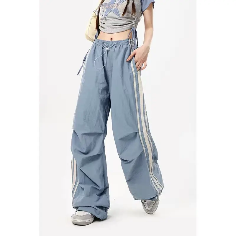 Женские синие полосатые брюки мешковатые спортивные штаны в стиле Харадзюку